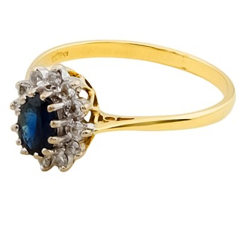 18ct gold Sapphire/Diamond Cluster Ring size Q